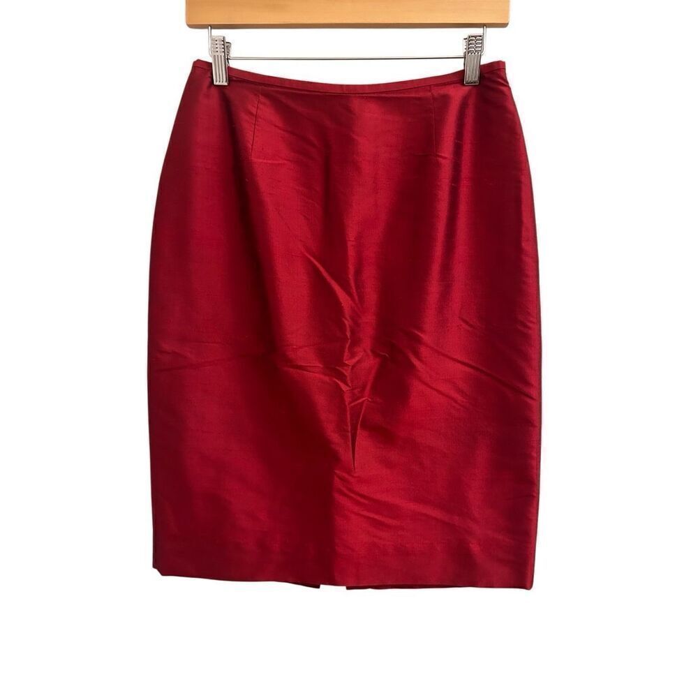 Lafayette 148 100% silk pencil skirt size 6 red party